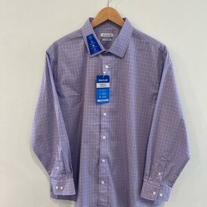 Haggar Men's Purple Checkered Shirt